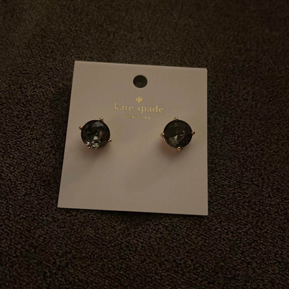 Kate Spade earrings Color on tag is black, but more of a gray Metal is goldtone